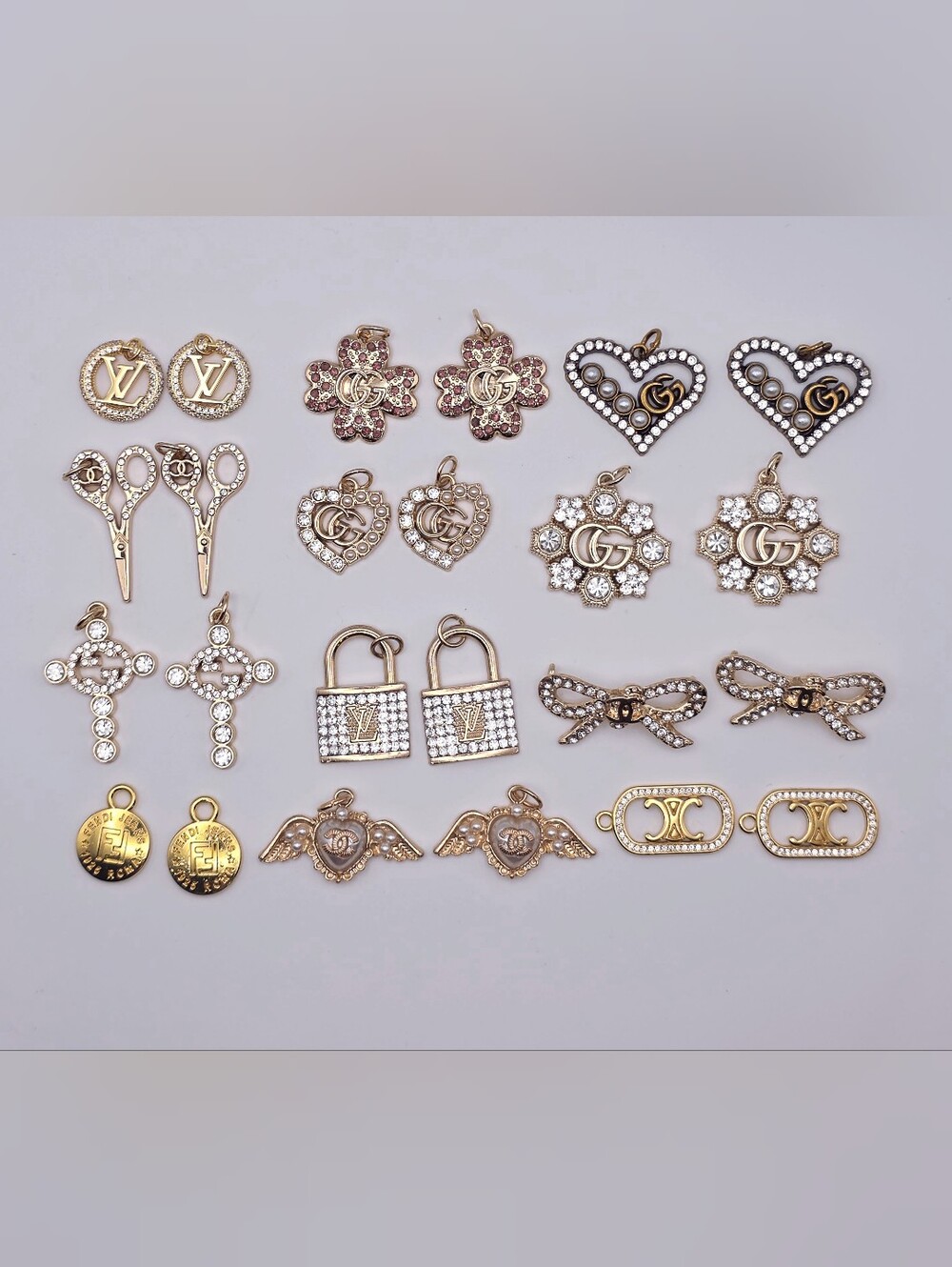 Gold Crystal Padlock Charm Pendant - Designer-Inspired